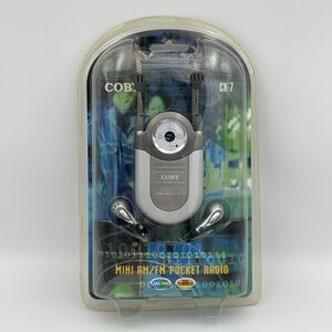COBY CX-7 Blue MINI AM/FM POCKET RADIO with NECK STRAP and Earphones